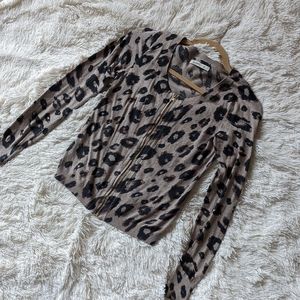 Old Navy Zip Leopard Cardigan